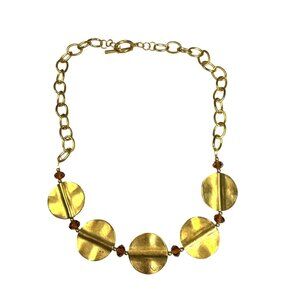 Goldtone Disk Choker Necklace Round Layered Boho Jewelry Vintage Style
